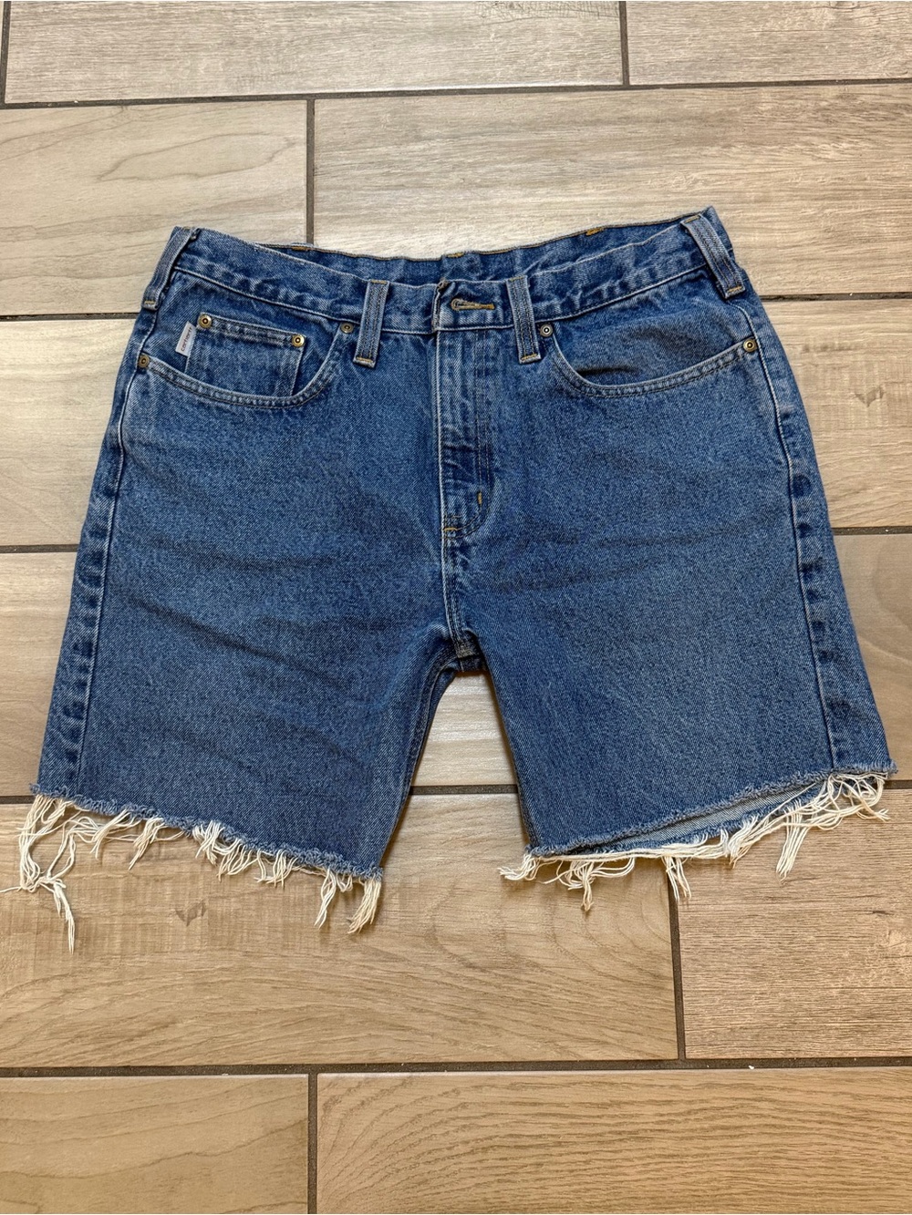 Vintage Carhartt Denim Cutoff Shorts Distressed Raw Hem Jorts